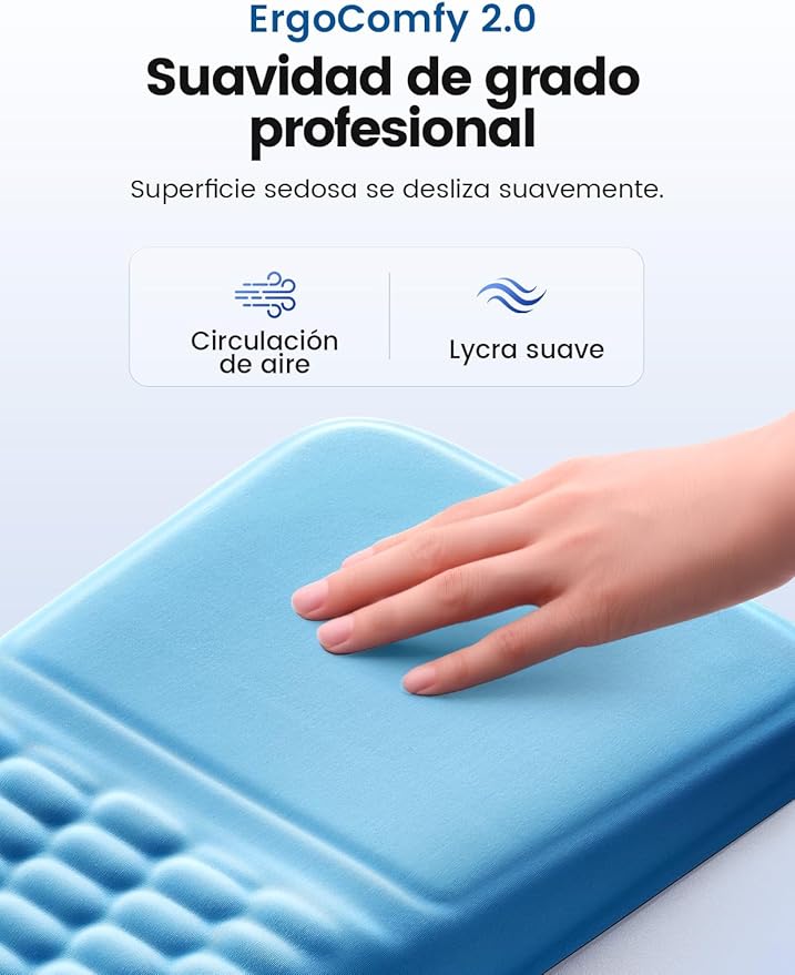Vaydeer Ergonomic Mouse Pad with Wrist Support – Memory Foam Mousepad with Massage Bulge & Non-Slip PU Base, Relieves Carpal Tunnel Pain, Ideal for Computer, Laptop, Office & Home (11.7×7.6 in, Blue)