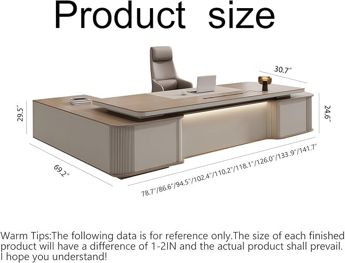 L Shaped Executive Desk with Drawers, 94.5 inch Modern Executive Desk Office Desk with Drawers Lockable Storage & Cable Box, Without Display Racks and Bookshelves