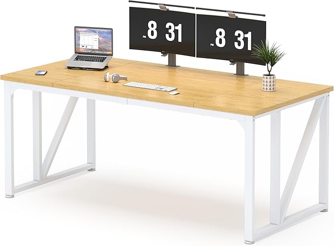 NSdirect Computer Desk 70×30.7Inch Gaming Desk with Deeper & Thicker Desktop, Office Desk Work Desk for Home Office, Natural