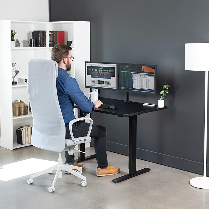 VIVO Electric 48 x 30 in Standing Desk, Memory Height Adjustment, 1B Series, One-Piece Black Top, Black Frame, DESK-KIT-1B5B