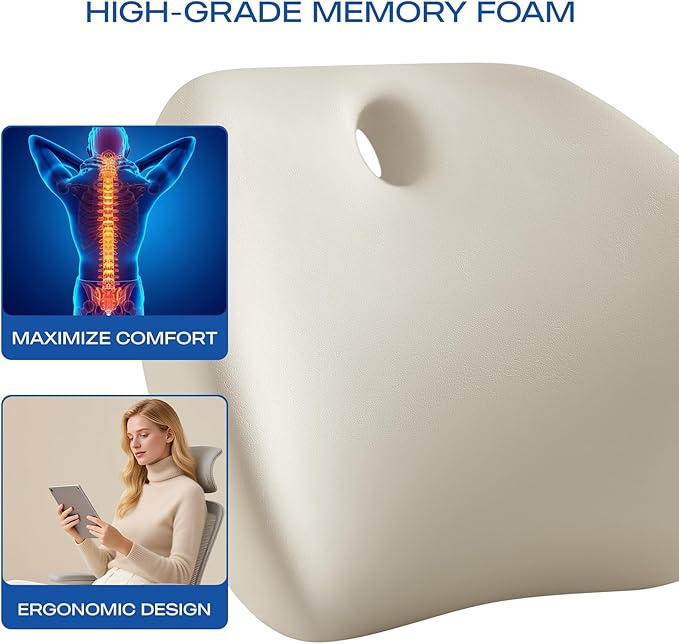 Skechers Lumbar Support Pillow for Office Chair,Memory Foam Lumbar Pillow,Lower Back Pain Relief Lumbar Pillow,Ergonomic Design Back Support Pillow for Office Chair,Car,Home,Travel,Pink