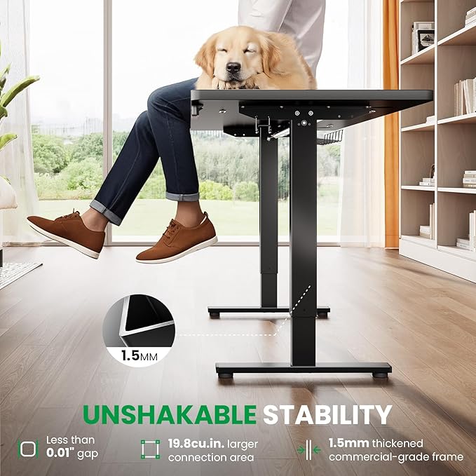 SIAGO Electric Standing Desk Adjustable - 63 x 24 Inch Sit Stand up Desk with Cable Management - 3 Memory Preset Adjustable Height Table