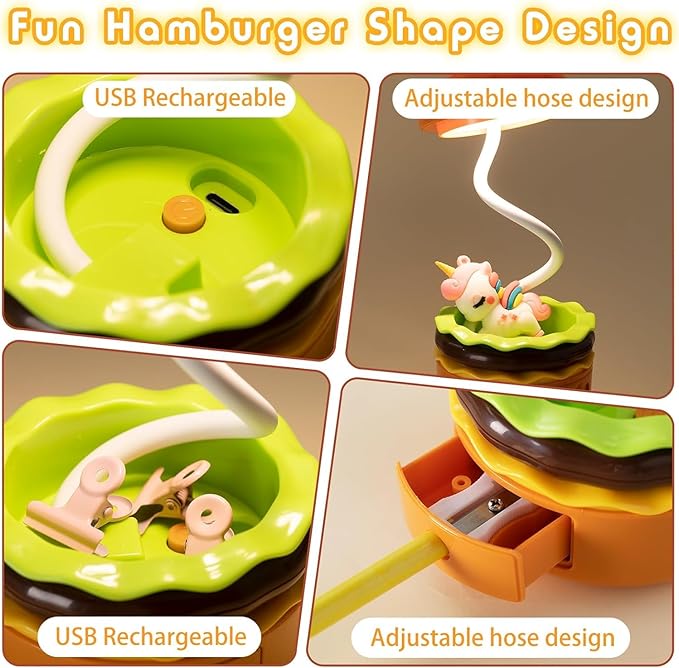 Generic Cute Desk Lamp,Table lamp,Night Lights,Hamburger Small Night lamp,Desk Accessories, Room Decor for Boys Girls Gifts, Yellow, SY-KD300