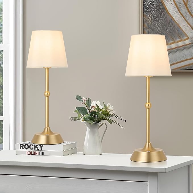 Portable Dimmable Desk Lamp LED Cordless Gold Table Lamp Battery Powered Touch Control Table Lamp for Dining RoomBedroom Bar Camping Balcony.(LED Bulb Included)