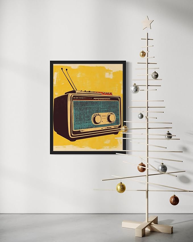 Radio Pop Art Poster Print, Vintage Retro Wall Art Decor Paintings Classic Artwork for Bedroom Living Room Decorations. 43 (Radio, 11 x 14 inches, Black Frame)