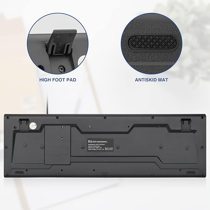 Rii RK907 Ultra-Slim Compact USB Wired Keyboard for Mac and PC,Windows 10/8 / 7 / Vista/XP (Black) (2PCS)