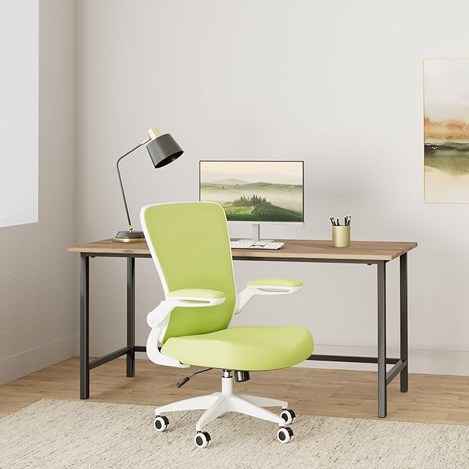 FelixKing Office Chair, Ergonomic Desk Chair Breathable Mesh Chairs Adjustable High Back Lumbar Support Flip-up Armrests, Executive Rolling Swivel Comfy Computer Chairs Home Office Green