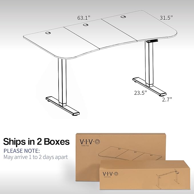 VIVO Electric 63 x 32 in Standing Desk, Memory Height Adjustment, 1B Series, Black Top Black Frame, DESK-KIT-1B1B