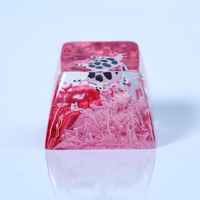 Sea Turtle Artisan Keycap Rose Red Ocean R1 SA Profile Custom Sea Creatures Keycaps 1U ESC Handmade Gaming Resin Key Cap Cherry MX Switch Compatible Mechanical Keyboard Turtle Lover Gift