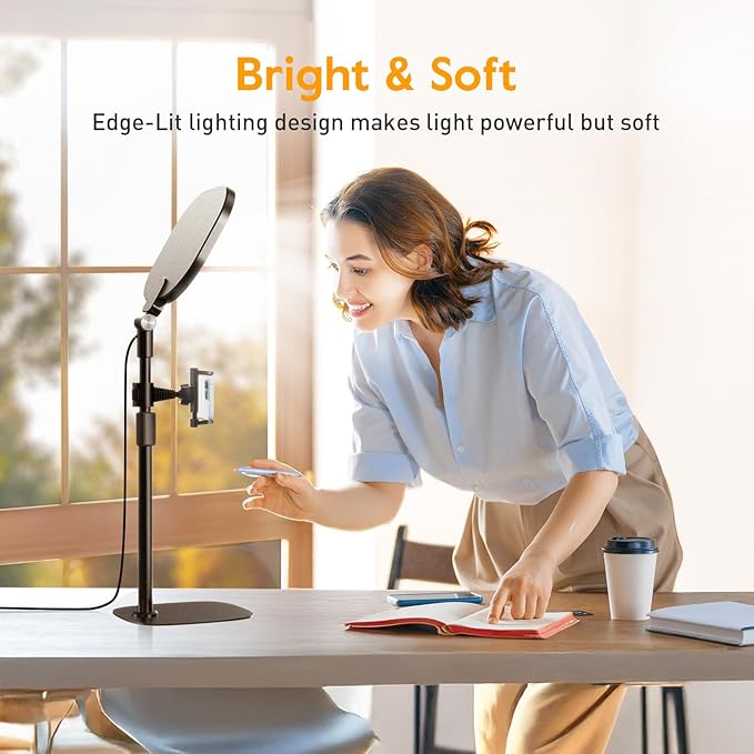 Video Conference Lighting for Zoom Meeting, Ring Light for Desk with Flexible Stand, 30 Light Modes Desk Lamps for Home Office, Desk Light & Memory Function for Zoom Lighting, Video Streaming, Drawing