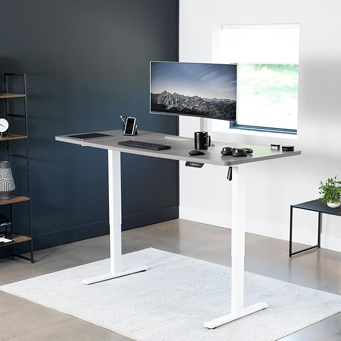VIVO Electric 71 x 30 in Standing Desk, Memory Height Adjustment, 1B Series, Dark Gray Top White Frame, DESK-KIT-1W7G