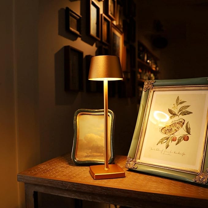 Rechargeable led Cordless Table lamp,Aluminum, dimmable, Suitable for Indoor and Outdoor Lighting Gold