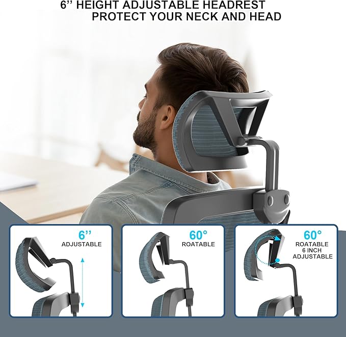Home Office Chair, Ergonomic Comfy Desk Chair, High Back Computer Chair- Adjustable Headrest with Flip-Up Arms, Lumbar Support, Swivel Executive Task Chair (Modern, Black Coral)