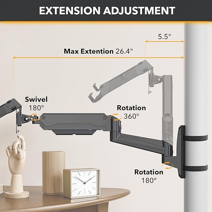 ZEBOZAP CLMLTP1016 Ergonomic Laptop Mount for Poles | Fits Devices Up to 19" | 360° Rotation | Anti-Slip Tray | Tool-Free Strap Mounting | Outdoor, Industrial & Mobile Workstations