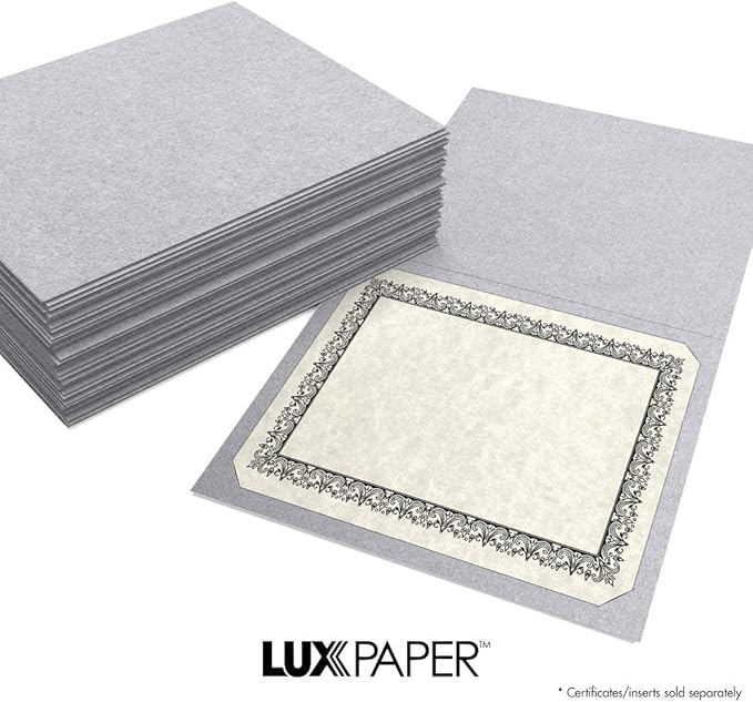 LUXPaper 9.5" x 12" Certificate Holders | Silver Metallic | 105lb. Cover | 100 Qty