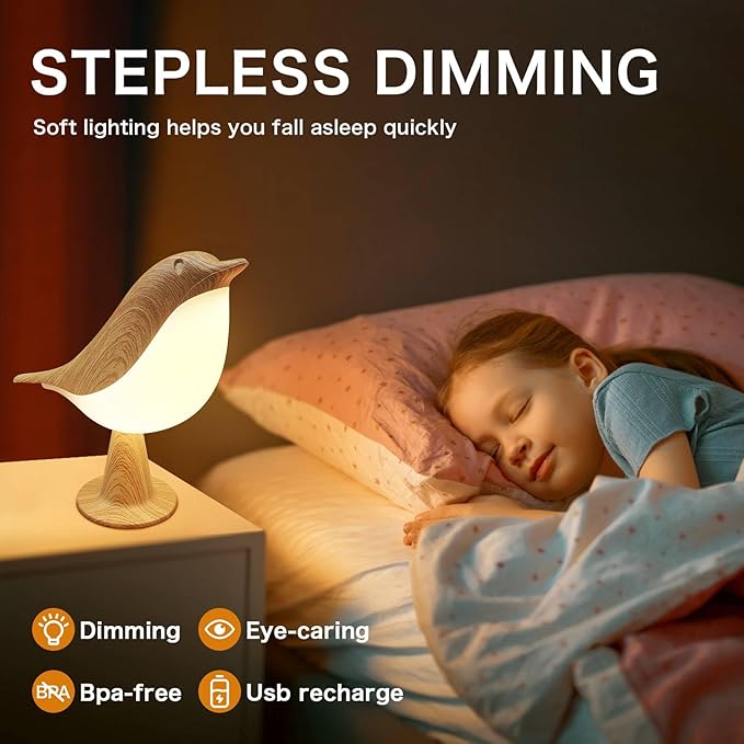 VViN 2 in 1 Small Desk Lamp, Bird Cordless Table Lamp with 3 Color Temperature Dimmer and Touch Sensor - Rechargeable Battery Night Light for Kids, Bedroom, Bedside, and Outdoor Use