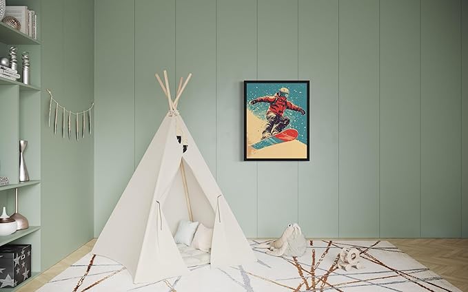 Snowboard Pop Art Poster Print, Vintage Retro Wall Art Decor Paintings Classic Artwork for Bedroom Living Room Decorations. 43 (Snowboard, 16 x 20 inches, Unframed)
