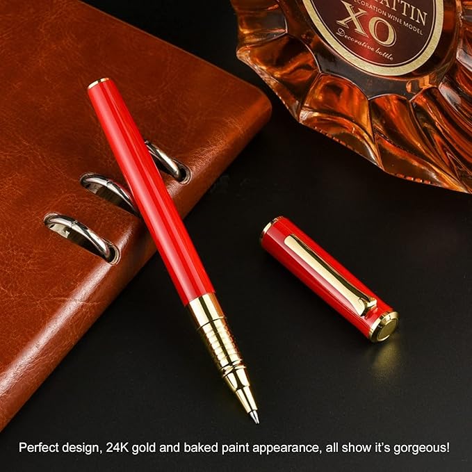 YIVONKA Luxury Ballpoint Pen Black Refill Line width 0.5mm,Best Office Pen Gift for Men & Women Professional Executive,Nice BallPens Classy Gift Box (Red)