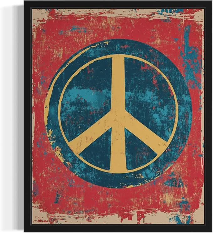 Peace Sign Pop Art Poster Print, Vintage Retro Wall Art Decor Paintings Classic Artwork for Bedroom Living Room Decorations. 43 (Peace Sign, 8 x 10 inches, Unframed)