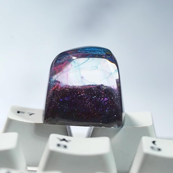 Purple Nebula Pentagon Galaxy Artisan Keycap R1 SA Profile Custom Keycaps 1U ESC Handmade Gaming Resin Key Cap Cherry MX Switch Compatible Mechanical Keyboard Space Lover Gift