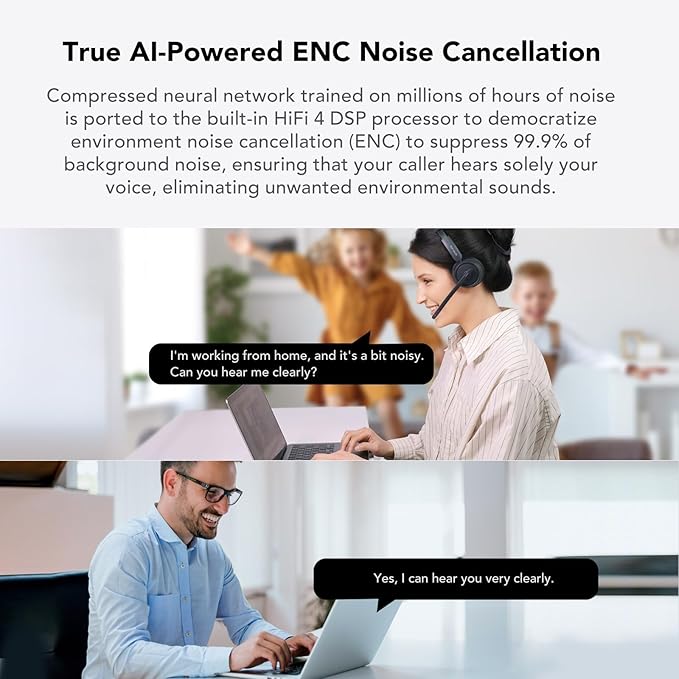 NUROUM HP31D(2nd Gen) Wireless Headset with Mic for Work, Bluetooth Headset with Noise Cancelling Microphone, Charging Stand/Mute Button, Dongle/USB for PC/Computer/Laptop for Zoom/Teams, Office