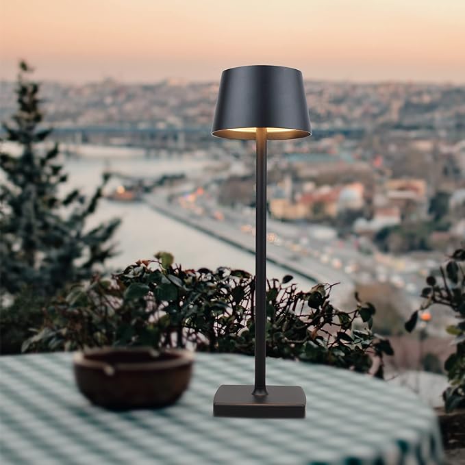 Rechargeable led Cordless Desk lamp,Aluminum, dimmable, Suitable for Indoor and Outdoor Lighting Black