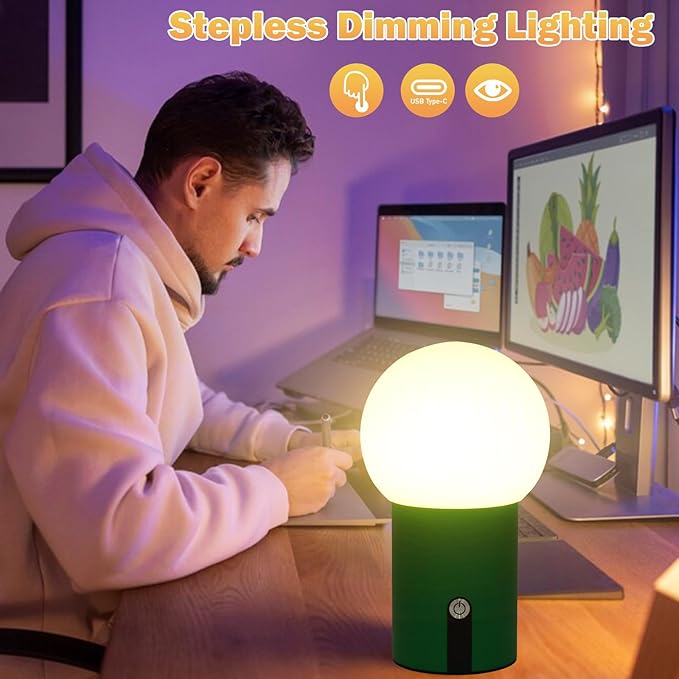 Small Night Lights for Kids, 6.7" Rechargeable Table Lamp 4000mAh Battery Cordless Table Lamps Brightless Control Cactus Cute Night Light, Soft Night Lights for Bedroom, Gift for Children, Baby Gift