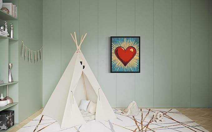 Heart Pop Art Poster Print, Vintage Retro Wall Art Decor Paintings Classic Artwork for Bedroom Living Room Decorations. 43 (Heart, 16 x 20 inches, Unframed)