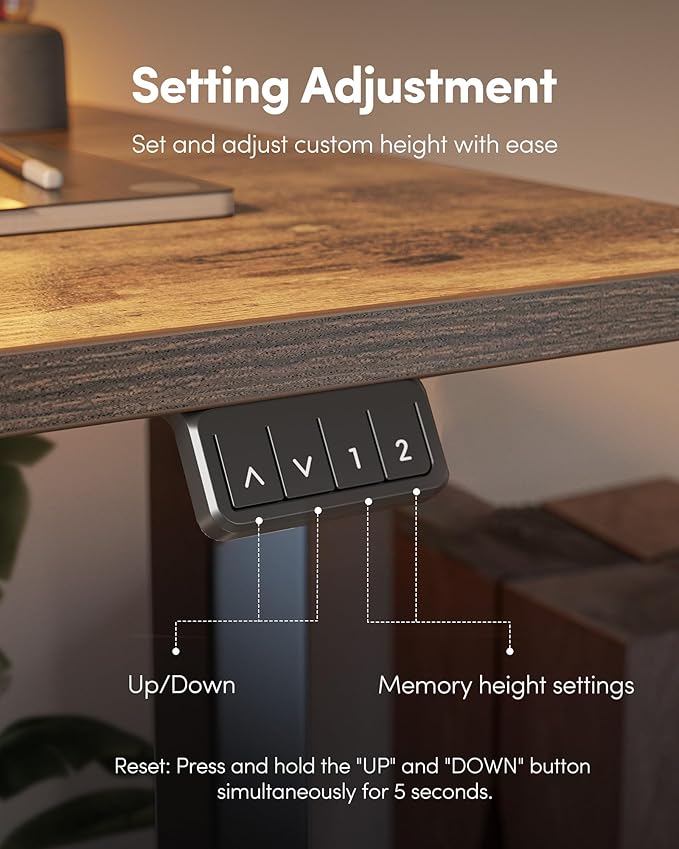 Cubiker Standing Desk, Stand up Height Adjustable Home Office Electric Desk, 40 x 24 Inch Sit Stand Desk with Splice Board, Rustic Brown Desktop