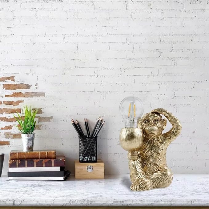 GY Monkey Table Lamp Modern Animal Shape Table Lamp Vintage Resin Lighting Perfect for Bedroom, Living Room, Office, College Dorm