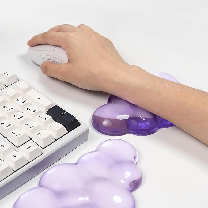 Purple Cloud Wrist Rest Set, Gel Wrist Rest for Keyboard and Mouse, Wrist Rest for Computer Keyboard 60%/68%/75%,Comfort & Support for Typing and Gaming