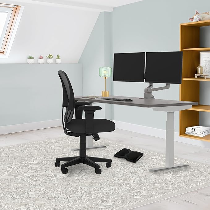 Lift It, 66"x30" Electric Sit Stand/Height Adjustable Desk for Office or Home, Dual Motor and 4 Memory/USB Charging LED Control, Grey Strand Top and White Frame