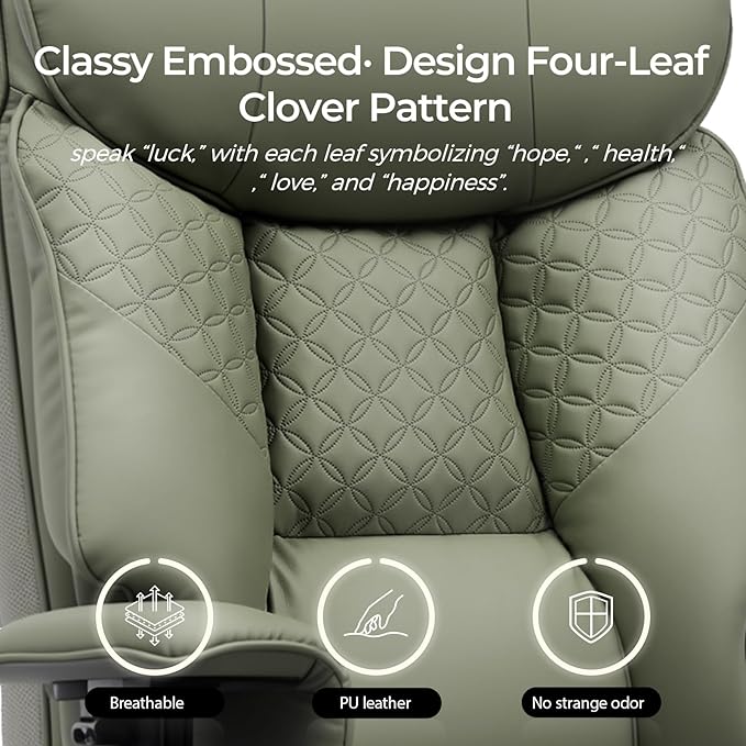 GTRACING Big and Tall Office Chair 400LBS Wide Ergonomic Gaming Chair with Deluxe Embossing Designed Leather with Foot Rest,150°Reclining Adjustable Soft Armrests Pocket Spring Back Support and Pillow
