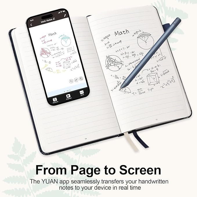 Smart Pen with Real Paper Notebook, Digital Pen for Note Taking, Smart Writing Set, Real-time Sync for Digitizing, Smart Notebook, 5 X 8inch, Navy, Storing,Sharing Paper Notes via APP for Android/IOS