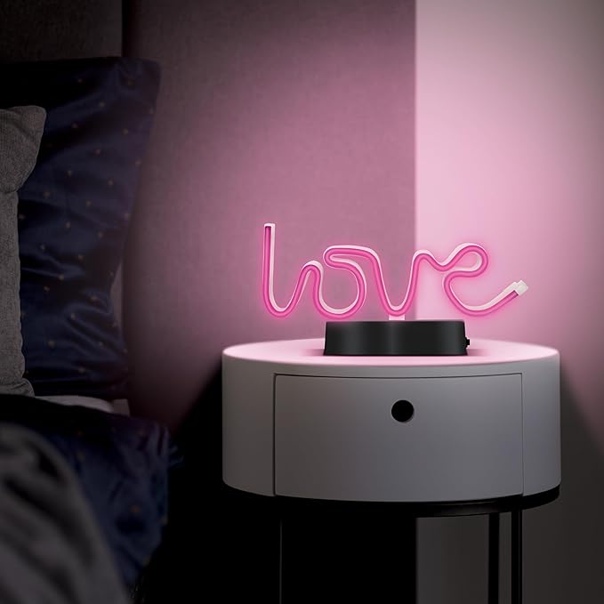 Neon Love Desktop LED Light, 2AA Battery Powered, Gift for Kids & Adults, Festive Room Decor, Romantic Desk Lamp, Cute Light for Valentine’s Day