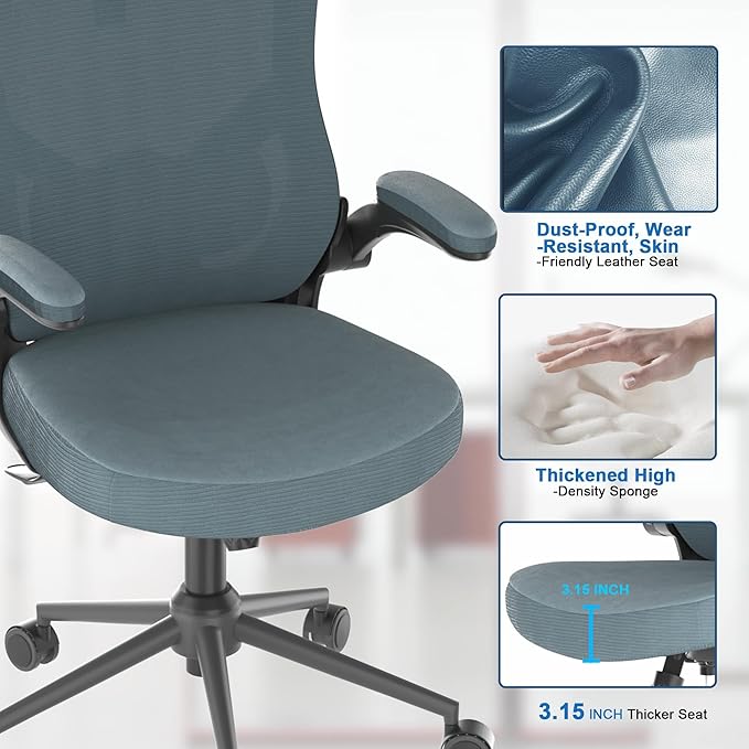 Home Office Chair, Ergonomic Comfy Desk Chair, High Back Computer Chair- Adjustable Headrest with Flip-Up Arms, Lumbar Support, Swivel Executive Task Chair (Modern, Black Coral)