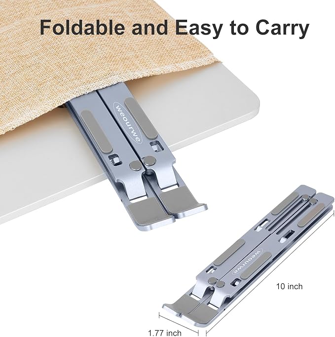 Ergonomic and Foldable Laptop Stand for Desk, Adjustable Riser, Fits All Laptops and Notebooks up to 17,Ultra-Thin,Ventilated Cooling,ABS+Silicone,Midnight.