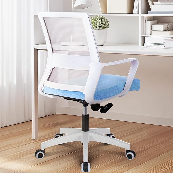 NEO CHAIR Office Chair Gaming Desk Computer Chair Ergonomic Mesh Mid Back with Wheels Lumbar Support Comfy Swivel Adjustable for Home (Sky Blue)