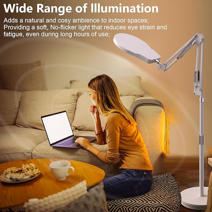 Light Therapy Lamp & Sun Lamp - 5 Adjustable Brightness,10000 Lux Shell Therapy Light Floor Lamp with Controllers/Timer for Living Room, Bedroom, Office
