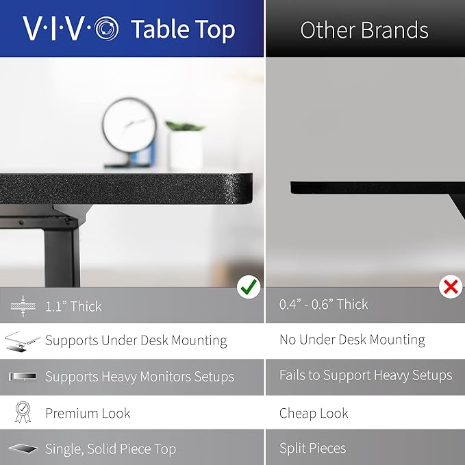 VIVO Electric 60 x 24 in Standing Desk, Memory Height Adjustment, 1B Series, One-Piece Black Top, Black Frame, DESK-KIT-1B6B
