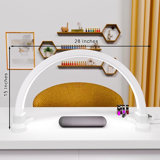 Super Bright Half Moon Light for Nail Desk, Upgrade Nail Lamp for Desk with Stepless Dimming, Half Moon Desk Lamp 3 Color Temperature