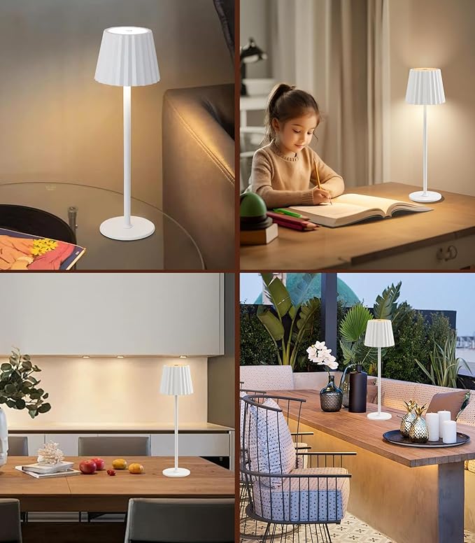 Desk Lamp, LED Cordless Table Lamp for Bedroom Dimmable 1500mAh Rechargeable Battery Powered Bedside Lamps Night Light for Bedroom/Living Room/Restaurant/Outdoor Parties Touch Control