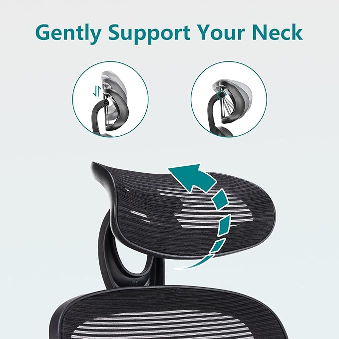 SMUG Office Chair Ergonomic Desk Lumbar Support, Computer Chairs Gaming Mesh with Wheels and Headrests, Flip-up Arm,Adjustable Position for Home, Work, Study, Black