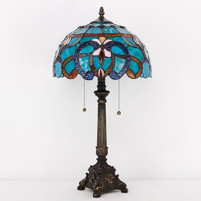Tiffany Table Lamp Blue Green Stained Glass Desk Lamp 12X12X21 Inches Jewelry Baroque Style Reading Light