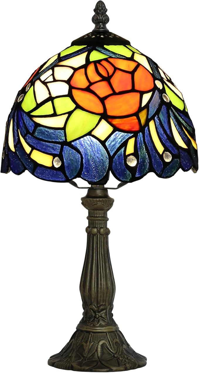 Tiffany Table lamp are Suitable for bedrooms Beside The Bed Living Rooms Night Lights 8-inch Small Vintage Stained Glass Table Lamps and Home Offices