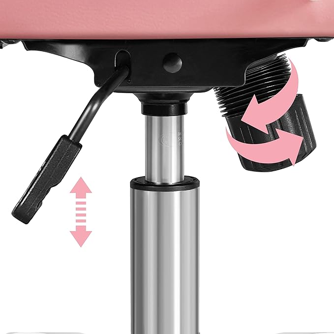 Yaheetech Mid-Back Office Chair with Arms Swivel PU Leather Height Adjustable Office Executive Chair, Pink