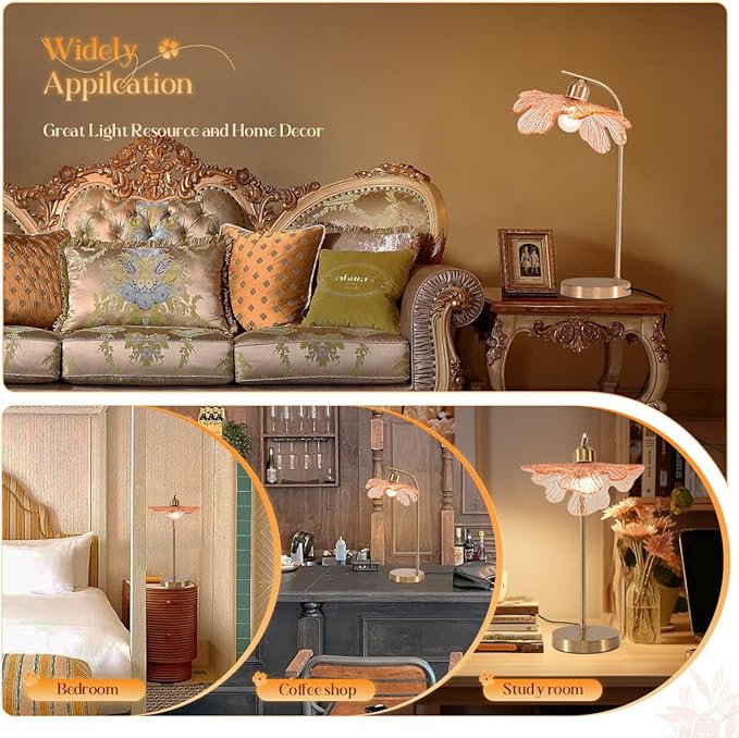 Mid Century Modern Table lamp 2 Pack Gold Table Lamps with Touch Switch Amber Glass Tall Table lamp Bedside Desk lamp nightstand lamp Small Table lamp for Bedroom Living Room Office