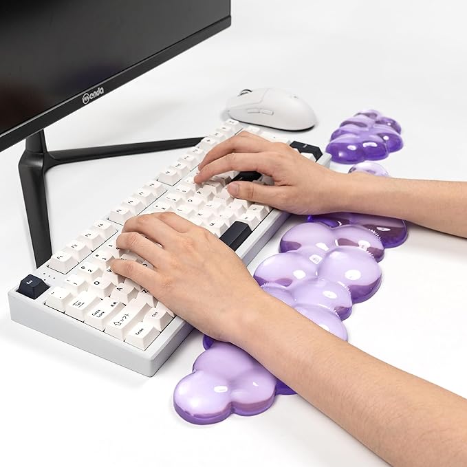 Purple Cloud Wrist Rest Set, Gel Wrist Rest for Keyboard and Mouse, Wrist Rest for Computer Keyboard 60%/68%/75%,Comfort & Support for Typing and Gaming