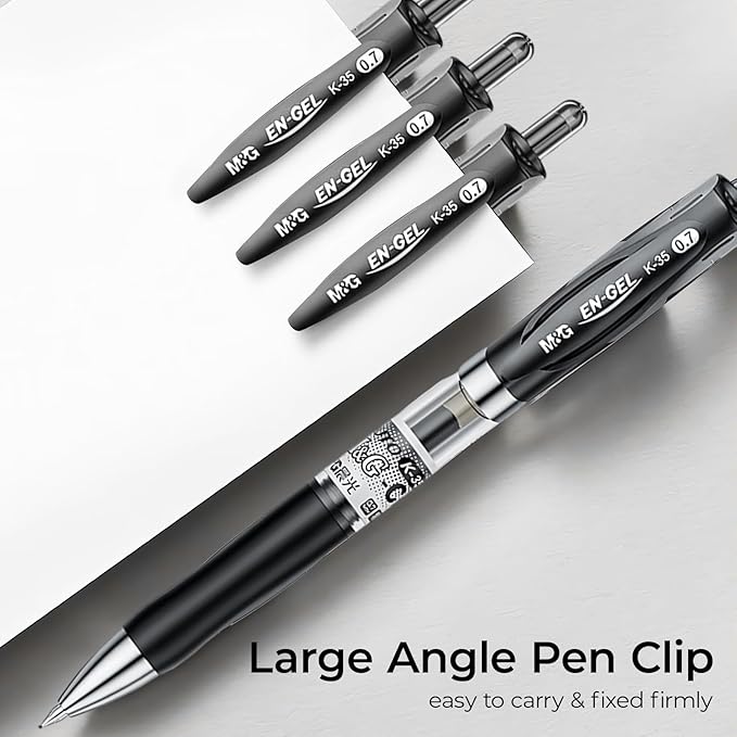 M&G Gel Pens, 0.7mm Black Gel Pens Medium Point, 36 PCS Retractable Gel Ink Rollerball Pens, Gel Ink Pens with Premium Ink & Comfort Grip for Smooth Writing Office School Men Women