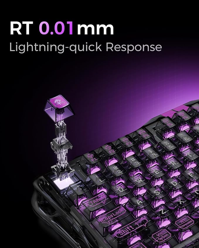 GravaStar Mercury V75 Lite Hall Effect Magnetic Gaming Keyboard โ 8KHz Rapid Trigger Wired 75% Keyboard, Adjustable Actuation, Hot-Swappable Switches, Transparent RGB for PC/Mac